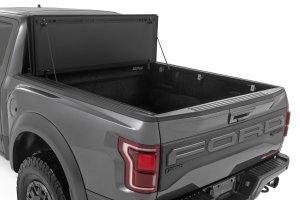 Ford F-150 Lightning Hard Tri-Fold Flip Up Bed Cover - Rough Country - Flip Up - 4WD - '22-'24